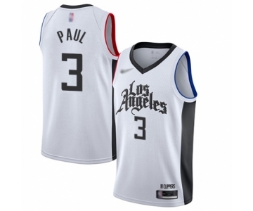 Men's Los Angeles Clippers #3 Chris Paul Authentic White Basketball Jersey - 2019-20 City Edition