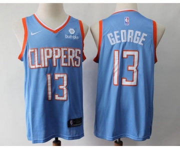 Men's Nike Los Angeles Clippers #13 Paul George Authentic Blue NBA Jersey - City Edition