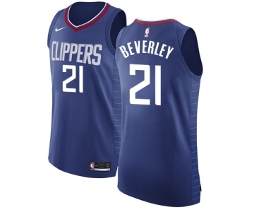 Men's Nike Los Angeles Clippers #21 Patrick Beverley Authentic Blue Road NBA Jersey - Icon Edition