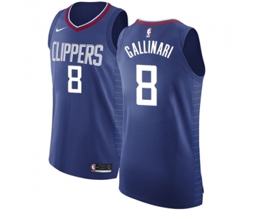 Men's Nike Los Angeles Clippers #8 Danilo Gallinari Authentic Blue Road NBA Jersey - Icon Edition