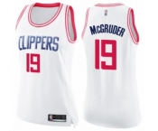 Women's Los Angeles Clippers #19 Rodney McGruder Swingman White Pink Fashion Basketball Jersey