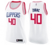 Women's Los Angeles Clippers #40 Ivica Zubac Swingman White Pink Fashion Basketball Jersey