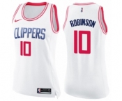 Women's Nike Los Angeles Clippers #10 Jerome Robinson Swingman White Pink Fashion NBA Jersey