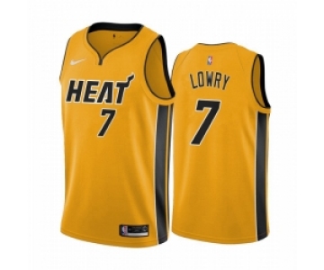 Men Miami Heat #7 Kyle Lowry Yellow NBA Swingman 2020 21 Earned Edition Jersey