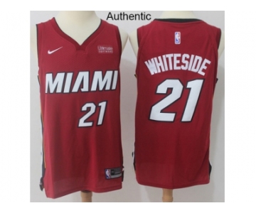 Men Nike Miami Heat #21 Hassan Whiteside Red NBA Authentic Statement Edition Jersey
