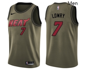 Men Nike Miami Heat #7 Kyle Lowry Green Salute to Service NBA Swingman Jersey