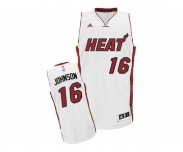 Men's Adidas Miami Heat #16 James Johnson Swingman White Home NBA Jersey