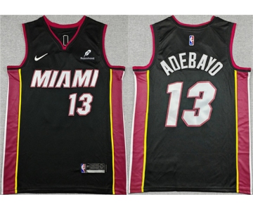 Men's Miami Heat #13 Bam Adebayo Black Icon Edition Stitched Basketball Jersey