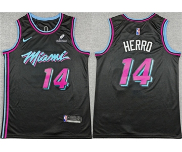 Men's Miami Heat #14 Tyler Herro Black 2025-26 City Edition Stitched Basketball Jersey