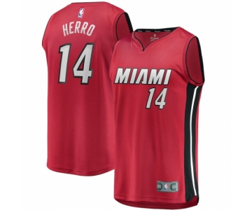 Men's Miami Heat #14 Tyler Herro Fanatics Branded Red 2020-21 Fast Break Replica Jersey