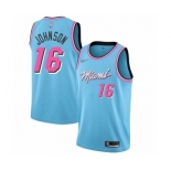 Men's Miami Heat #16 James Johnson Authentic Blue Basketball Jersey - 2019-20 City Edition