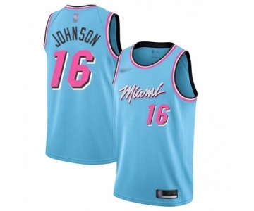 Men's Miami Heat #16 James Johnson Authentic Blue Basketball Jersey - 2019-20 City Edition