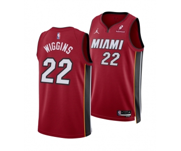 Men's Miami Heat #22 Andrew Wiggins Red 2025 Statement Edition Swingman Stitched Basketball Jersey