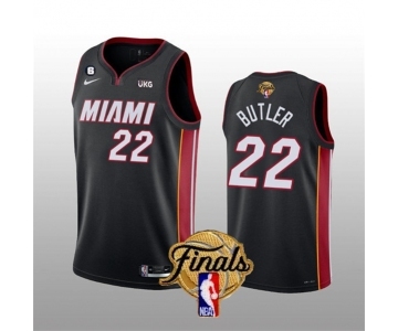 Men's Miami Heat #22 Jimmy Butler Black 2023 Finals Icon Edition With NO.6 Patch Stitched Basketball Jersey
