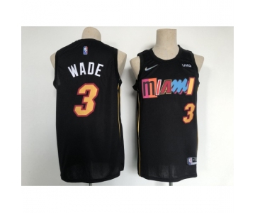 Men's Miami Heat #3 Dwyane Wade Black City Player Jersey