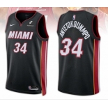 Men's Miami Heat #34 Giannis Antetokounmpo Black 2025 Icon Edition Swingman Stitched Basketball Jersey