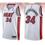 Men's Miami Heat #34 Giannis Antetokounmpo White 2025 Association Edition Swingman Stitched Basketball Jersey Men's Miami Heat #34 Giannis Antetokounmpo White 2025 Association Edition Swingman Stitched Basketball Jersey