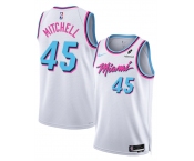 Men's Miami Heat #45 Davion Mitchell White 2025 City Edition Stitched Basketball Jersey