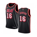 Men's Nike Miami Heat #16 James Johnson Swingman Black Black Fashion Hardwood Classics NBA Jersey