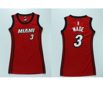 NBA Women Heat #3 Dwyane Wade Red Dress Stitched Jerseys