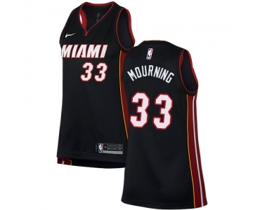 Women's Miami Heat #33 Alonzo Mourning Swingman Black Road Basketball Jersey - Icon Edition