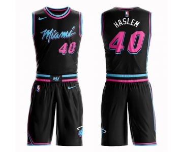 Women's Miami Heat #40 Udonis Haslem Swingman Black Basketball Suit Jersey - City Edition