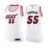 Women's Miami Heat #55 Duncan Robinson Swingman White Pink Fashion Basketball Jersey