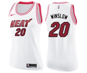 Women's Nike Miami Heat #20 Justise Winslow Swingman White Pink Fashion NBA Jersey