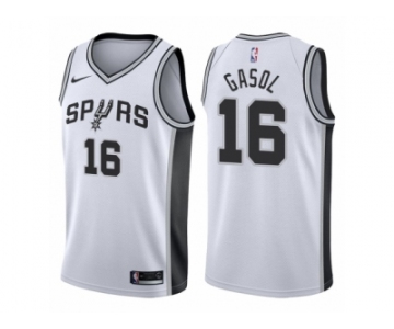 Men Adidas San Antonio Spurs #16 Pau Gasol Swingman 2017-18 White NBA Jersey