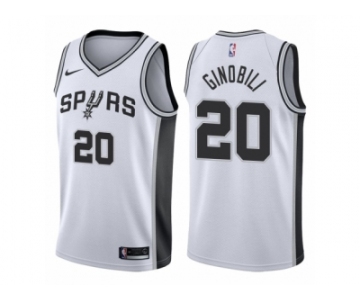 Men Adidas San Antonio Spurs #20 Manu Ginobili Swingman 2017-18 Icon White NBA Jersey