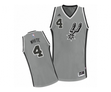 Men Adidas San Antonio Spurs #4 Derrick White Swingman Silver Grey Alternate NBA Jersey