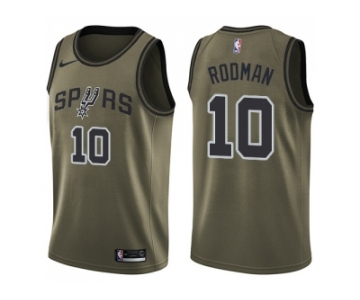 Men Nike San Antonio Spurs #10 Dennis Rodman Green Salute to Service NBA Swingman Jersey