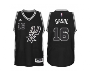 Men San Antonio Spurs #16 Pau Gasol New Swingman Black Signature Spur Jersey