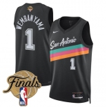 Men's San Antonio Spurs #1 Victor Wembanyama Black 2026 Finals Patch City Edition Stitched Basketball Jersey