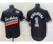 Men's San Antonio Spurs #1 Victor Wembanyama Black USA 250' Patch City Edition Stitched Baseball Jersey Men's San Antonio Spurs #1 Victor Wembanyama Black USA 250' Patch City Edition Stitched Baseball Jersey