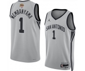 Men's San Antonio Spurs #1 Victor Wembanyama Gray 2026 Finals Patch Stitched Basketball Jersey Men's San Antonio Spurs #1 Victor Wembanyama Gray 2026 Finals Patch Stitched Basketball Jersey