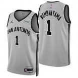 Men's San Antonio Spurs #1 Victor Wembanyama Silver 2025-26 Statement Edition Stitched Basketball Jersey Men's San Antonio Spurs #1 Victor Wembanyama Silver 2025-26 Statement Edition Stitched Basketball Jersey