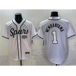 Men's San Antonio Spurs #1 Victor Wembanyama White Stitched Baseball Jersey Men's San Antonio Spurs #1 Victor Wembanyama White Stitched Baseball Jersey
