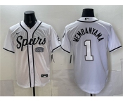 Men's San Antonio Spurs #1 Victor Wembanyama White Stitched Baseball Jersey Men's San Antonio Spurs #1 Victor Wembanyama White Stitched Baseball Jersey