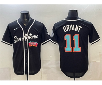 Men's San Antonio Spurs #11 Carter Bryant Black Stitched Baseball Jersey