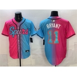 Men's San Antonio Spurs #11 Carter Bryant Pink Blue Limited Stitched Baseball Jersey Men's San Antonio Spurs #11 Carter Bryant Pink Blue Limited Stitched Baseball Jersey
