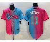 Men's San Antonio Spurs #11 Carter Bryant Pink Blue Limited Stitched Baseball Jersey Men's San Antonio Spurs #11 Carter Bryant Pink Blue Limited Stitched Baseball Jersey
