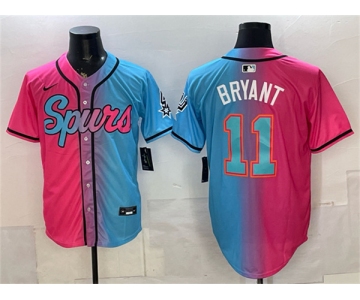 Men's San Antonio Spurs #11 Carter Bryant Pink Blue Limited Stitched Baseball Jersey