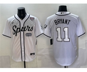 Men's San Antonio Spurs #11 Carter Bryant White USA 250' Patch Stitched Baseball Jersey Men's San Antonio Spurs #11 Carter Bryant White USA 250' Patch Stitched Baseball Jersey