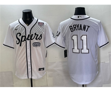 Men's San Antonio Spurs #11 Carter Bryant White USA 250' Patch Stitched Baseball Jersey