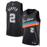 Men's San Antonio Spurs #2 Dylan Harper Black 2025-26 City Edition Swingman Stitched Basketball Jersey Men's San Antonio Spurs #2 Dylan Harper Black 2025-26 City Edition Swingman Stitched Basketball Jersey