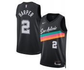 Men's San Antonio Spurs #2 Dylan Harper Black 2025-26 City Edition Swingman Stitched Basketball Jersey Men's San Antonio Spurs #2 Dylan Harper Black 2025-26 City Edition Swingman Stitched Basketball Jersey