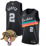 Men's San Antonio Spurs #2 Dylan Harper Black 2026 Finals Patch City Edition Stitched Basketball Jersey Men's San Antonio Spurs #2 Dylan Harper Black 2026 Finals Patch City Edition Stitched Basketball Jersey