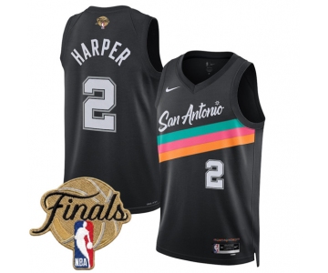Men's San Antonio Spurs #2 Dylan Harper Black 2026 Finals Patch City Edition Stitched Basketball Jersey