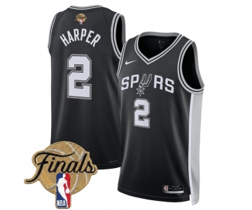 Men's San Antonio Spurs #2 Dylan Harper Black 2026 Finals Patch Icon Edition Stitched Basketball Jersey